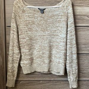 brown and white sweater